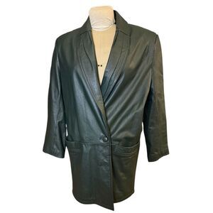 Pelle Women’s Leather Trench Jacket Dark Green Sz.